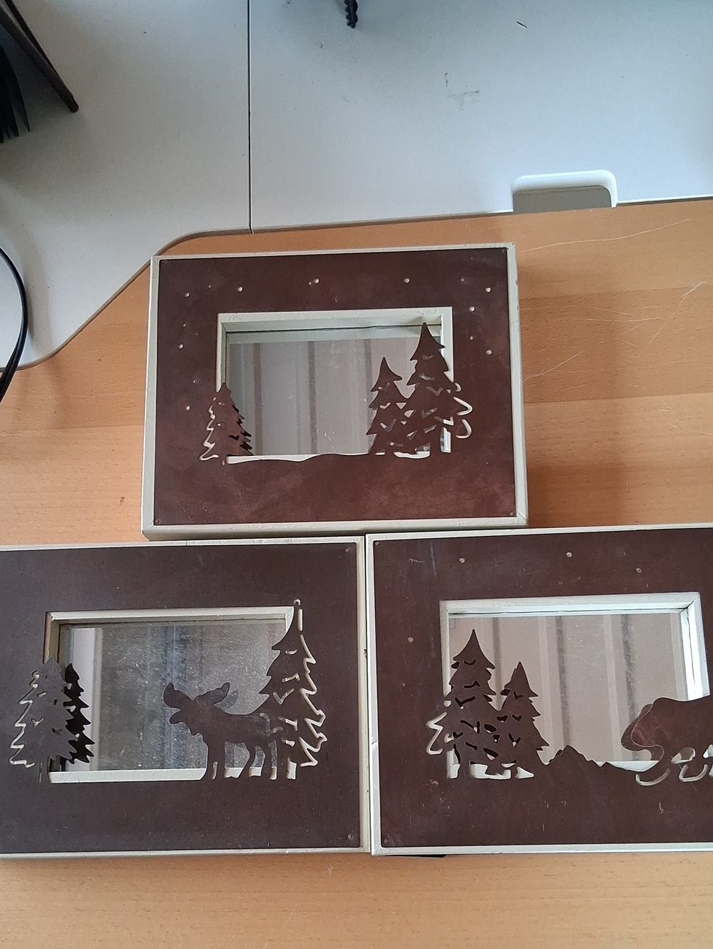 Rust Brown Woodland Cutout Shadow Box Wall Decor Set Of 3